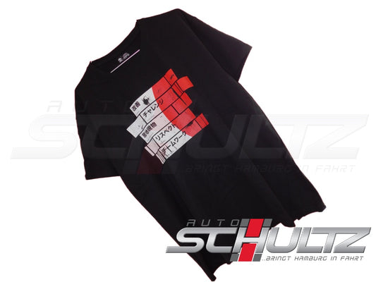 Schwarzes exklusives Toyota Shirt mit auffälligem grafischen Design in Rot und Weiß